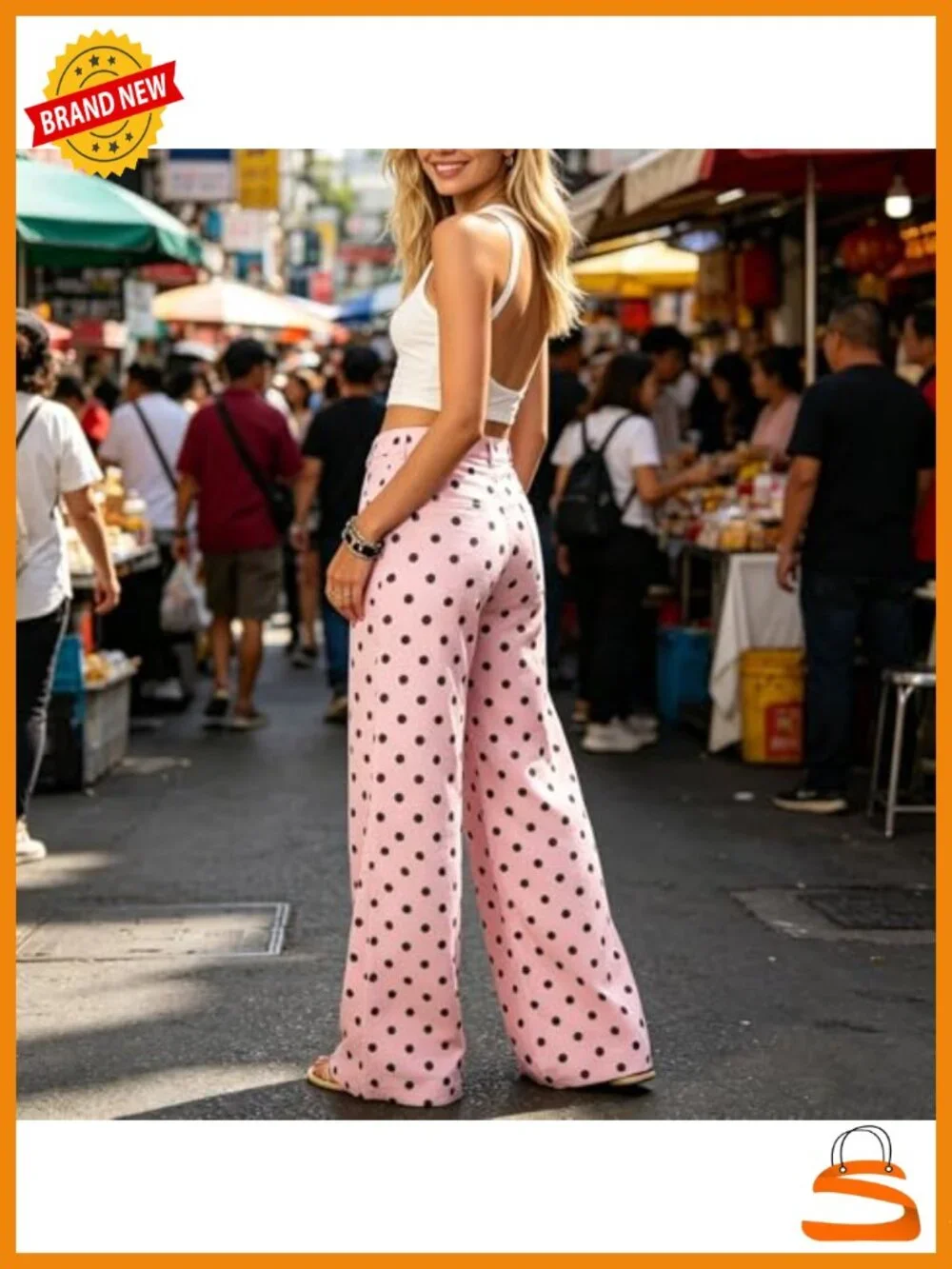 Low Rise Baggy Y2K Polka Dot Wide Leg Jeans